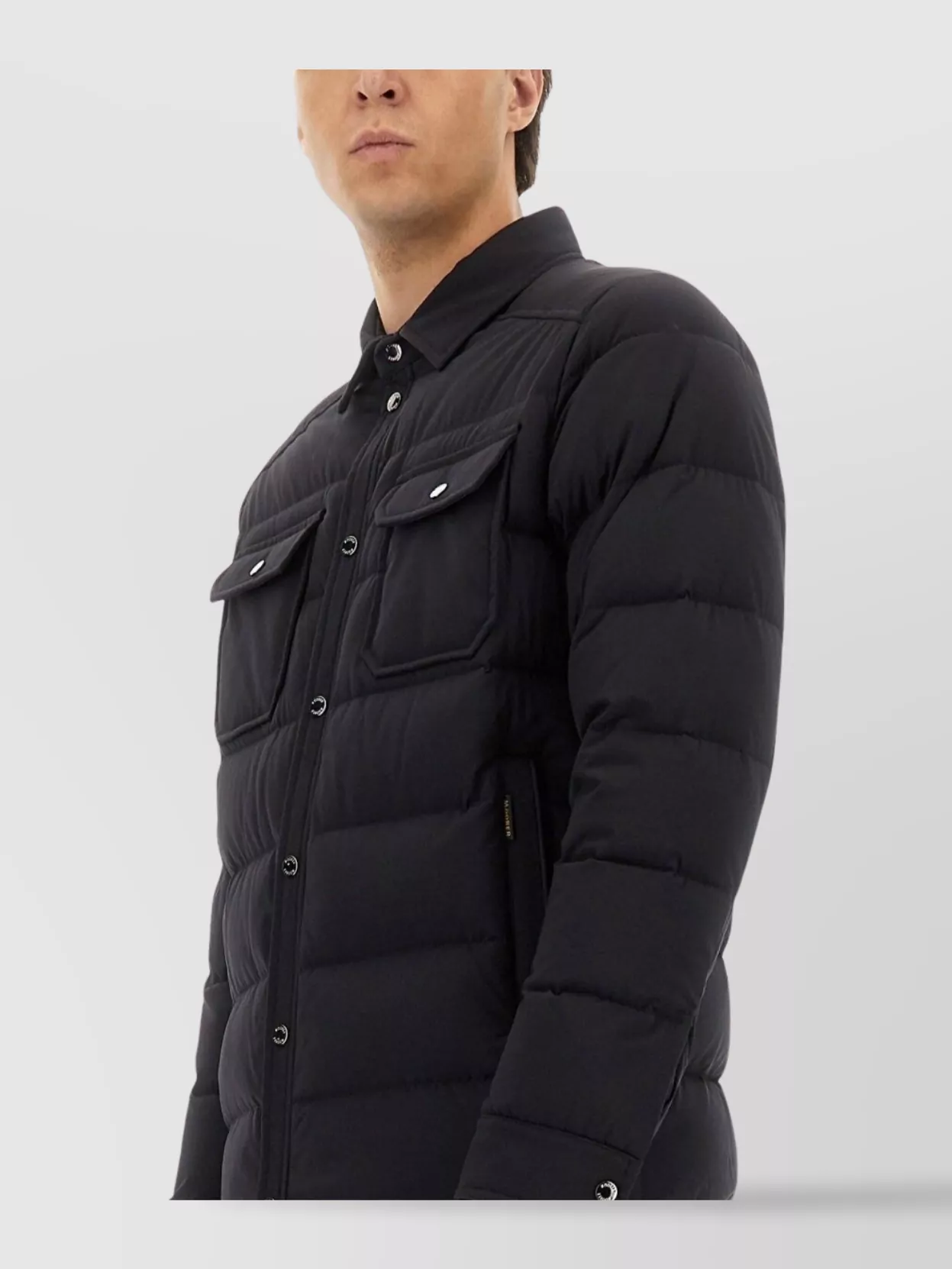 Moorer Overshirt With Quilted Design And Front Pockets In Black