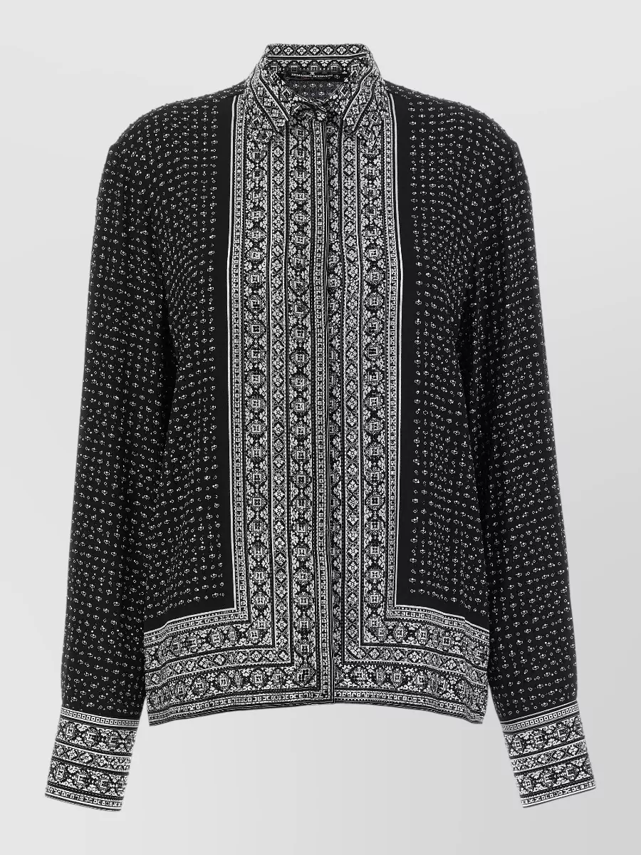 Ermanno Scervino Silk crystal-embellished printed long-sleeve shirt