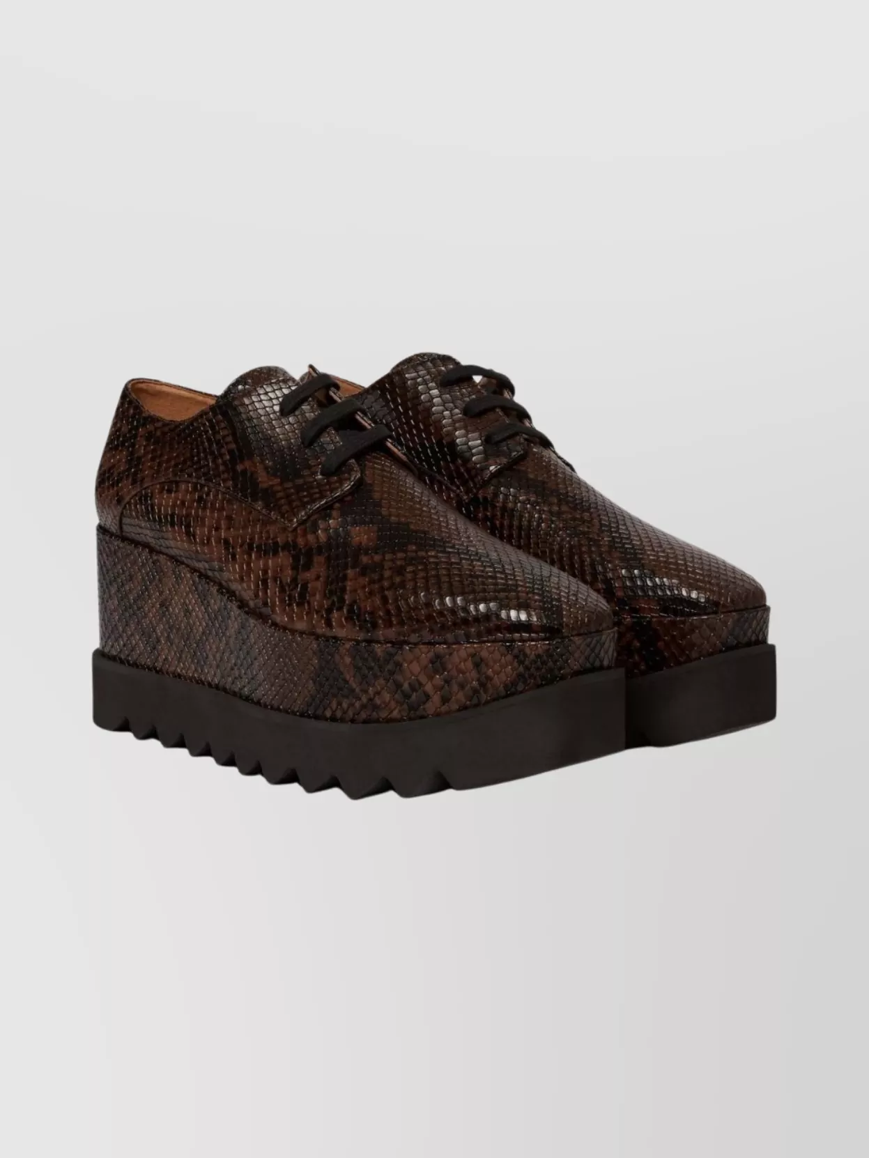 Stella Mccartney Chunky Heel Platform Sneakers With Snakeskin Effect In Brown