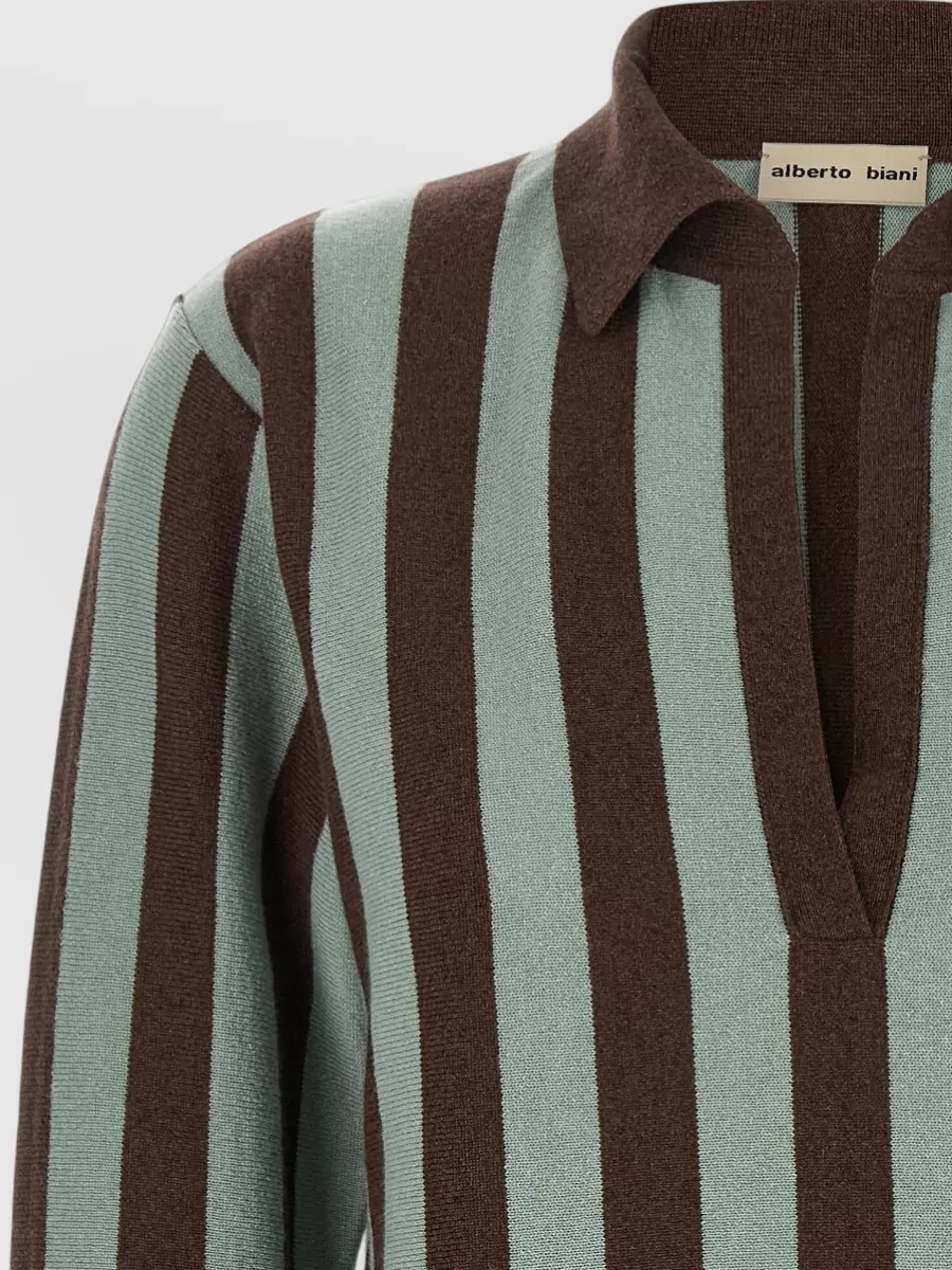 Alberto Biani Cashmere Striped Polo Jumper
