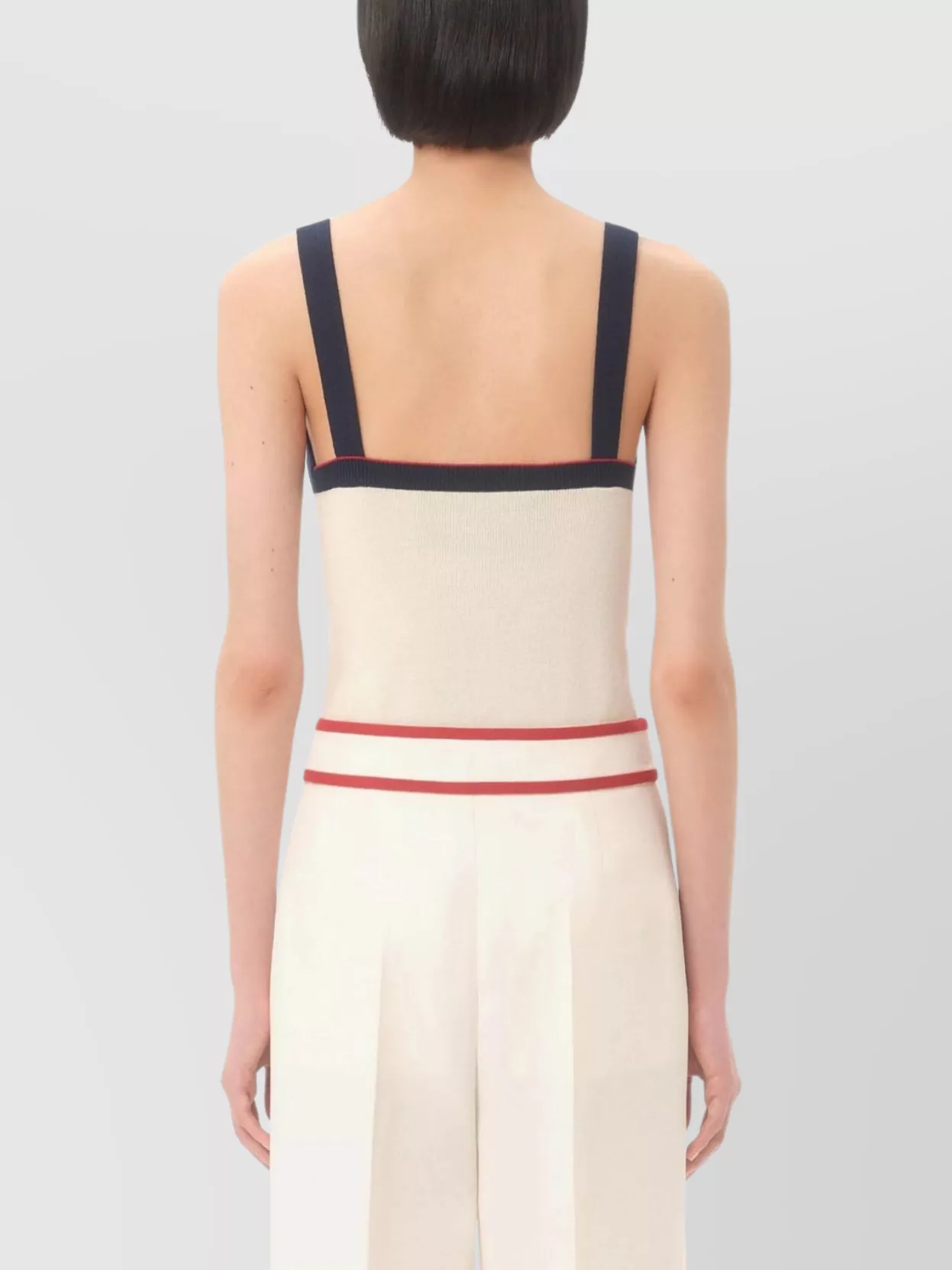 Valentino Sleeveless Knitted Top Striped Detail In White