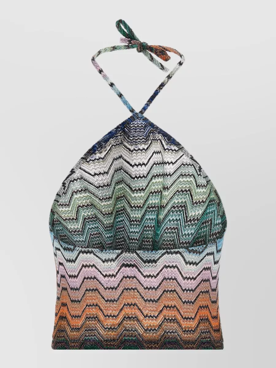 Missoni Zigzag Halterneck Cropped Knit Top