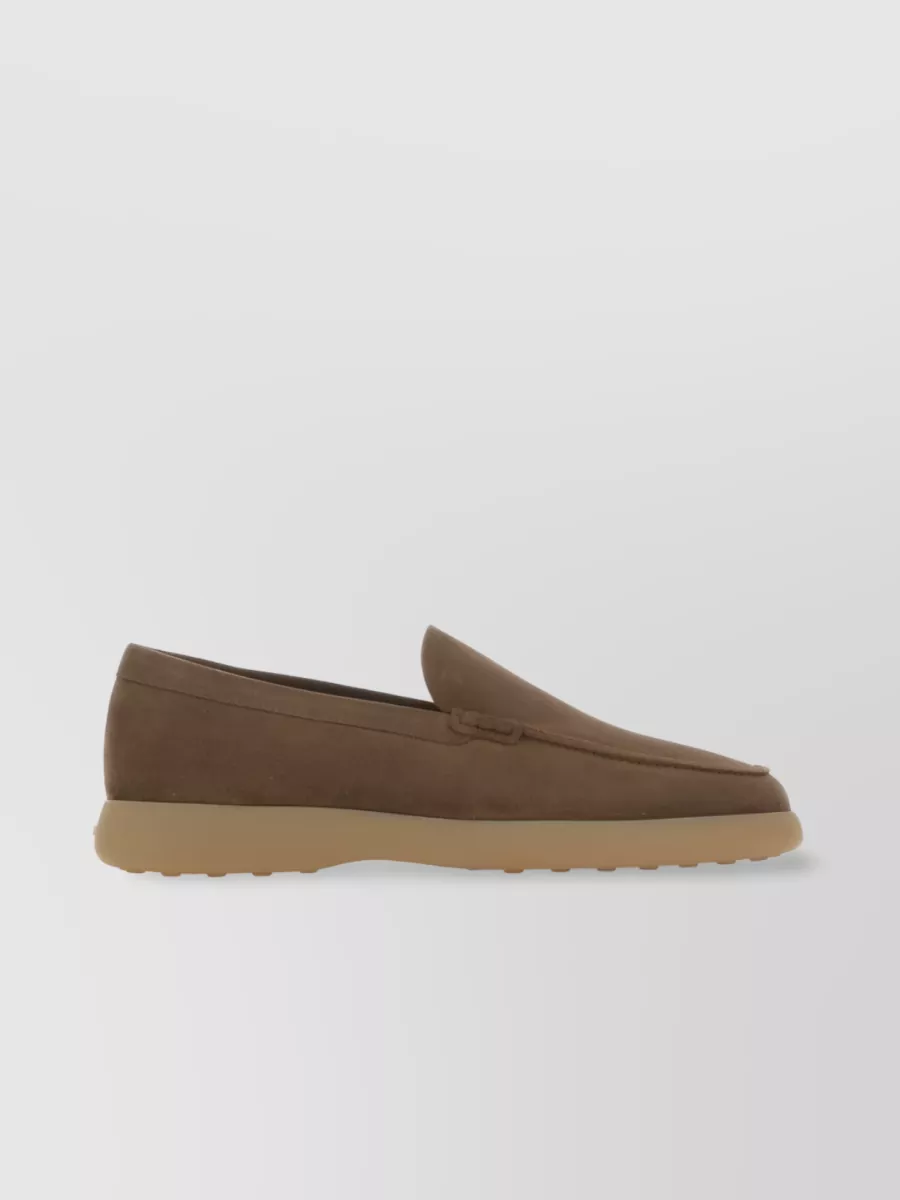 Shop Tod's Apron-toe Slip-on Suede Loafers In Brown
