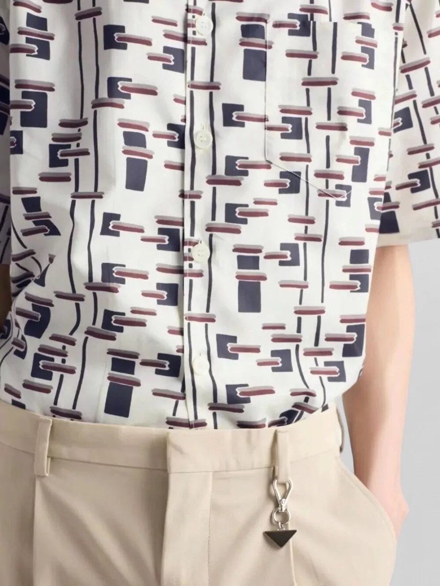 Prada Silk Cotton Printed Bowling Shirt