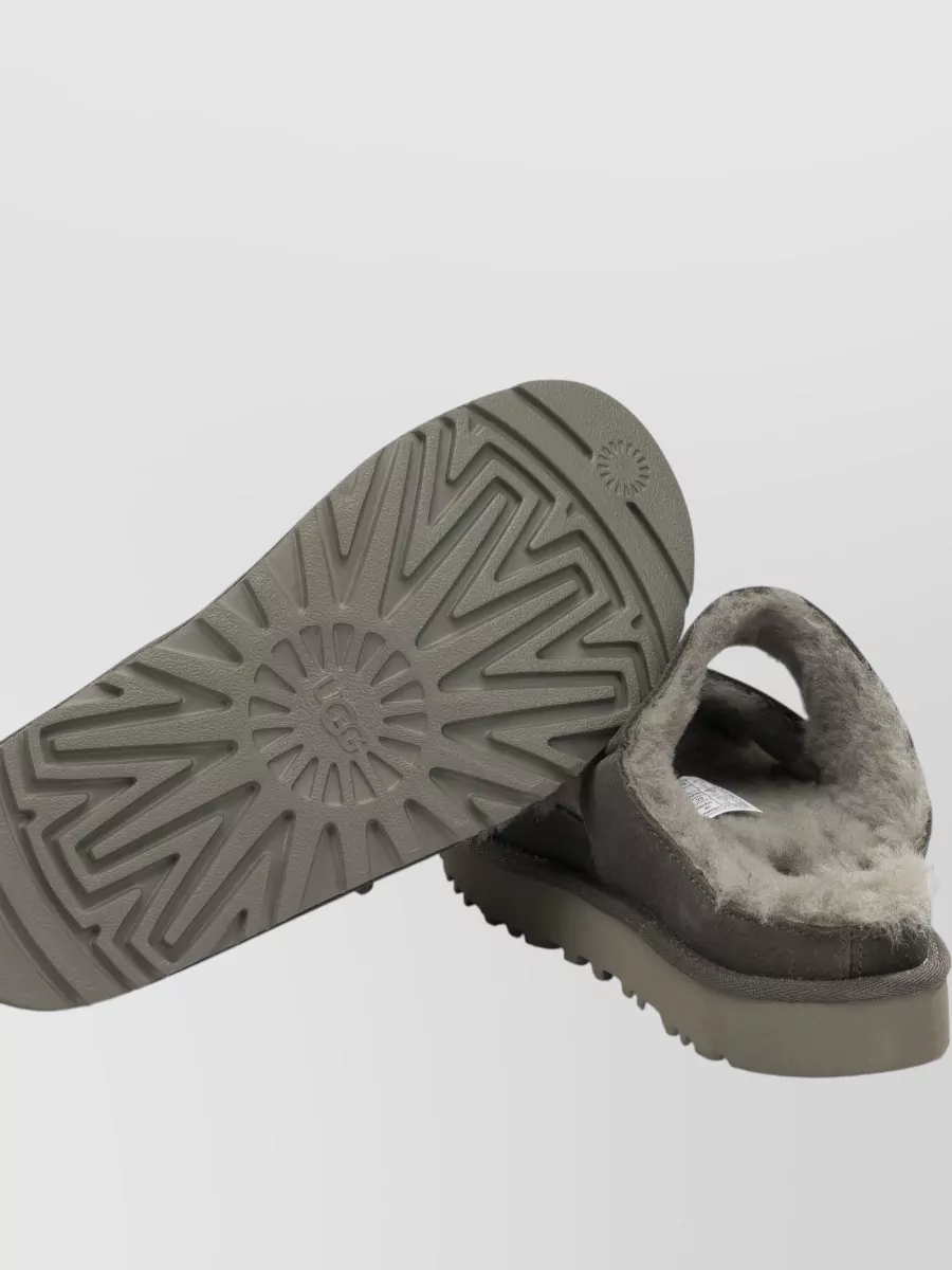 Ugg Suede Leather Cross Strap Slide Sandals
