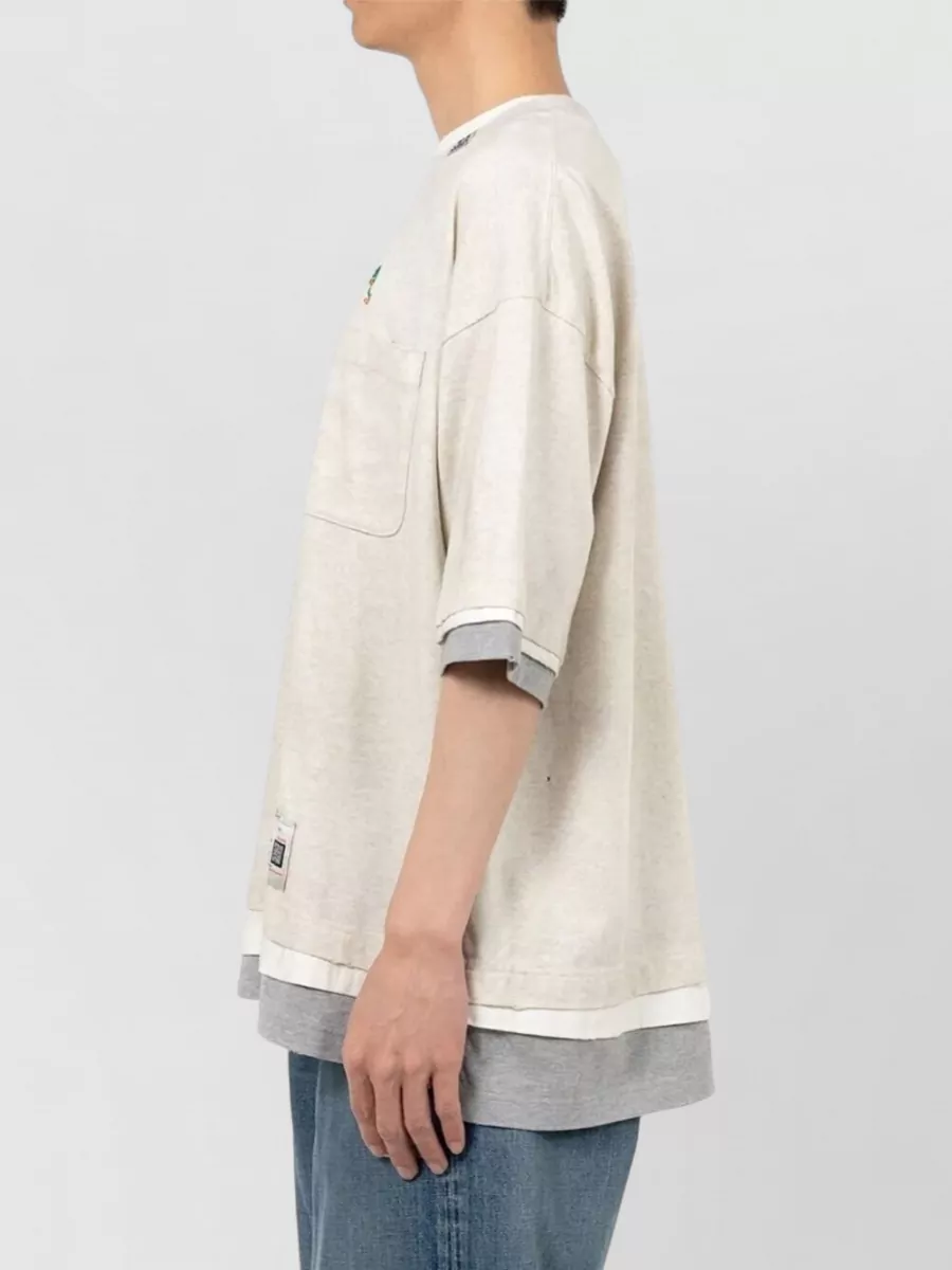 Maison Mihara Yasuhiro Layered Hem T-Shirt Chest Pocket Detail