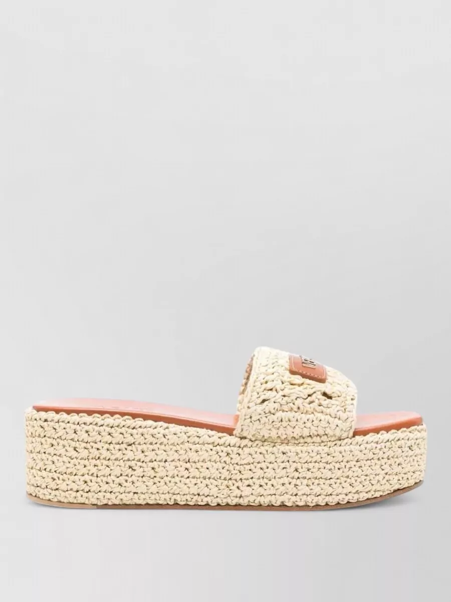 Versace Platform Fabric Mules Open Toe Braid
