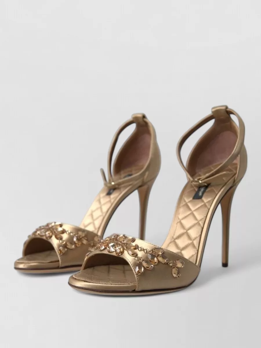 Dolce&Gabbana silk crystal embellished ankle strap sandals