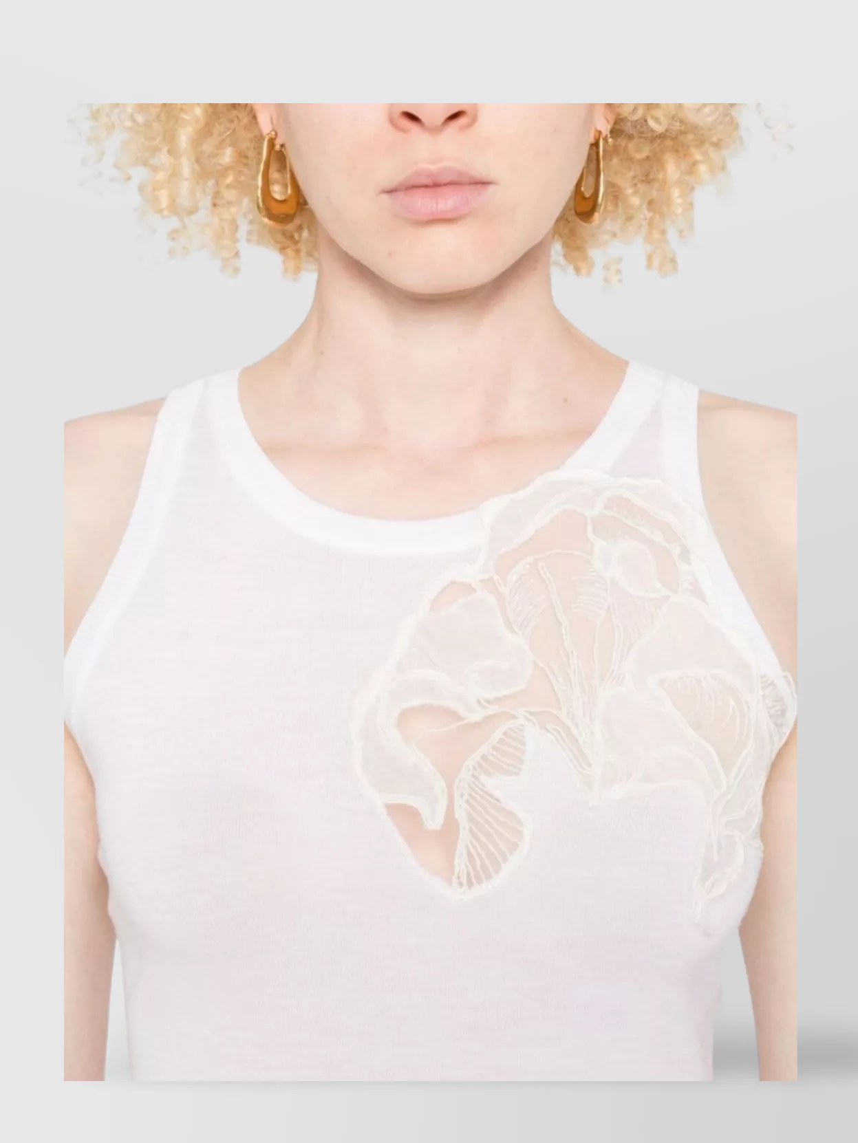 Ermanno Scervino Sheer Merino Tank Top With Lace Trim