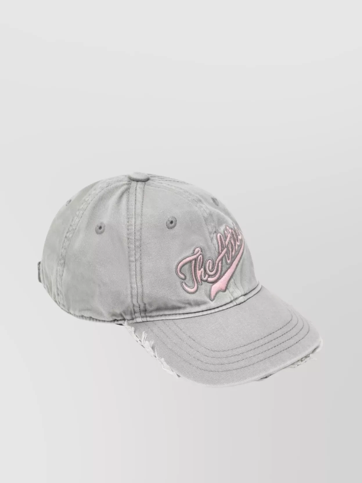 Attico Vintage Effect Baseball Cap Curved Brim In Gray