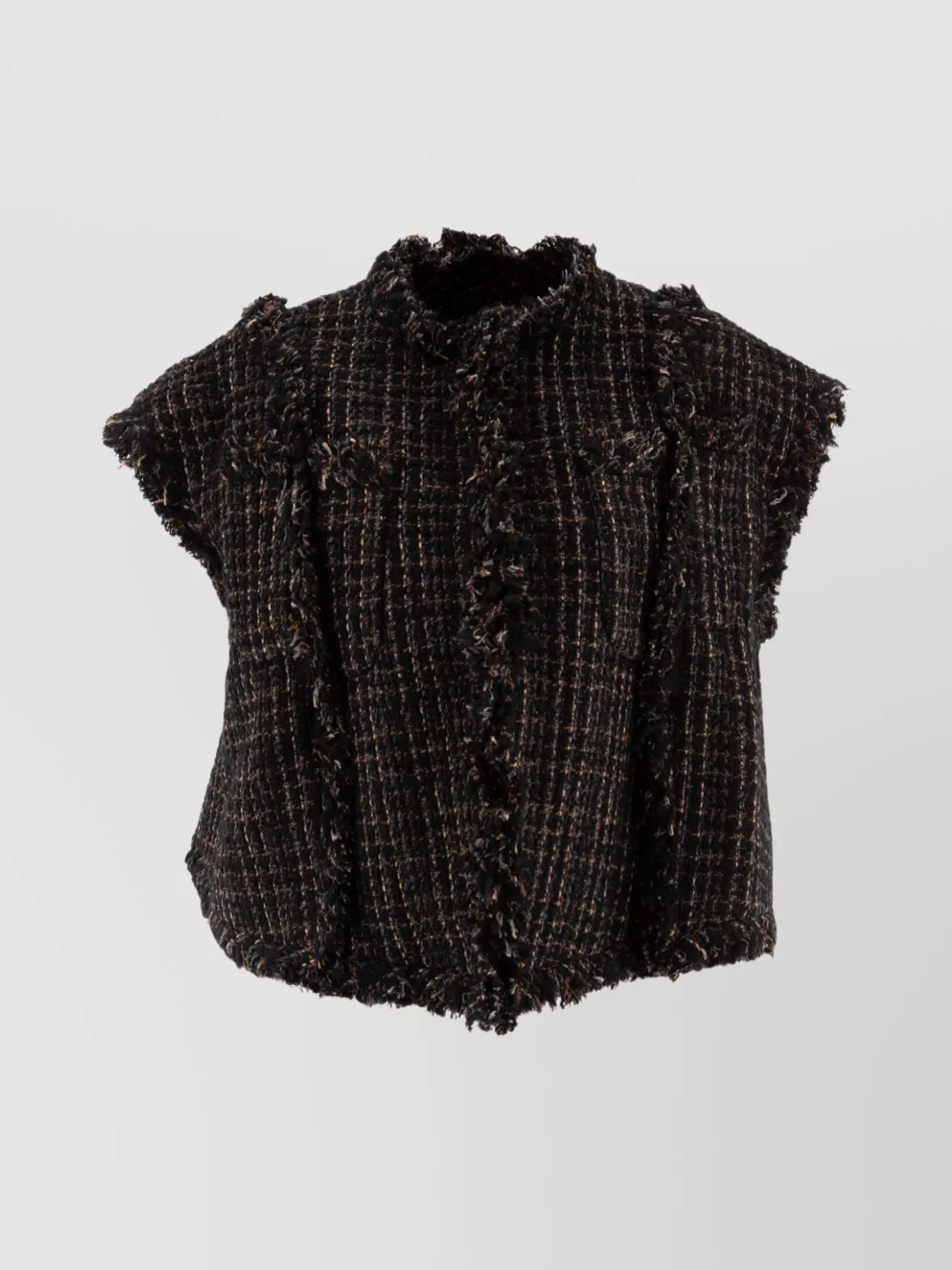 Sacai Frayed Edges Tweed Knit Vest