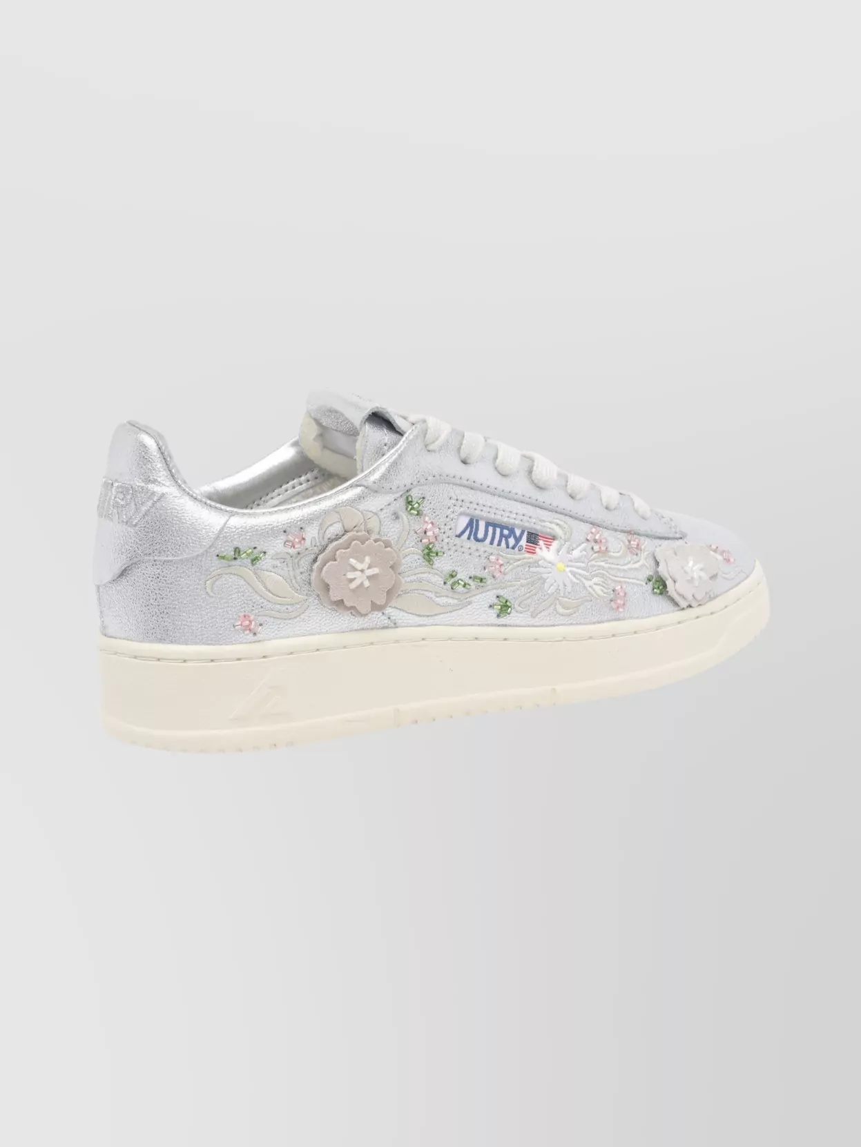 Autry Dallas Round Toe Sneakers With Floral Applications