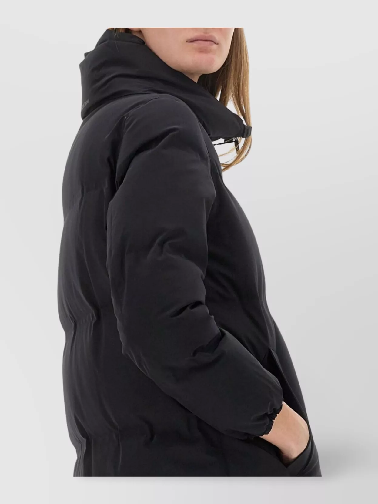 Herno Long Length Quilted Coat With High Collar In Black