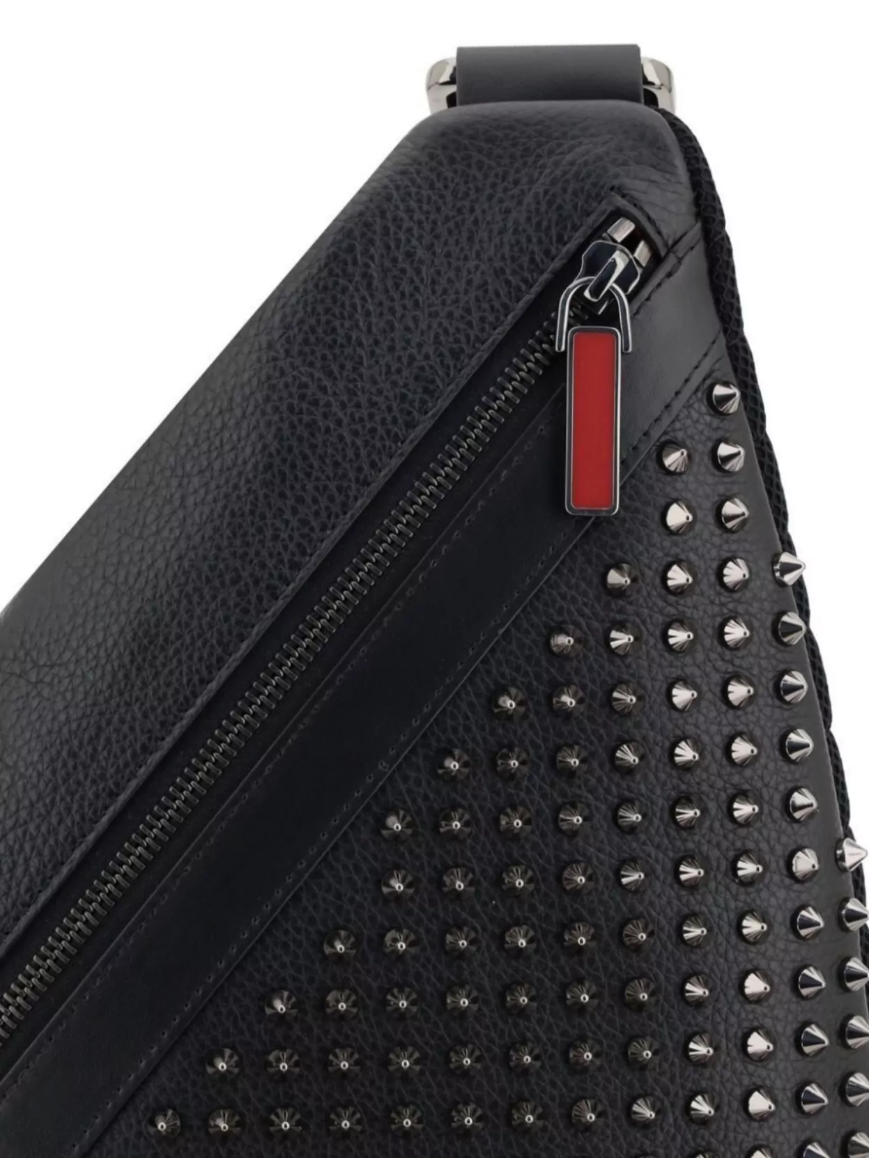 Christian Louboutin Studded Leather Triangular Shape Backpacks In Grey