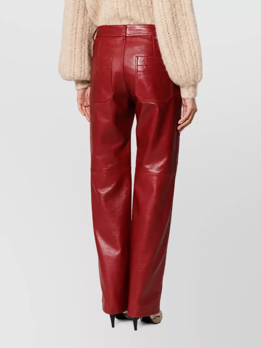 Isabel Marant Lamb Leather Paneled Straight-Leg Trousers