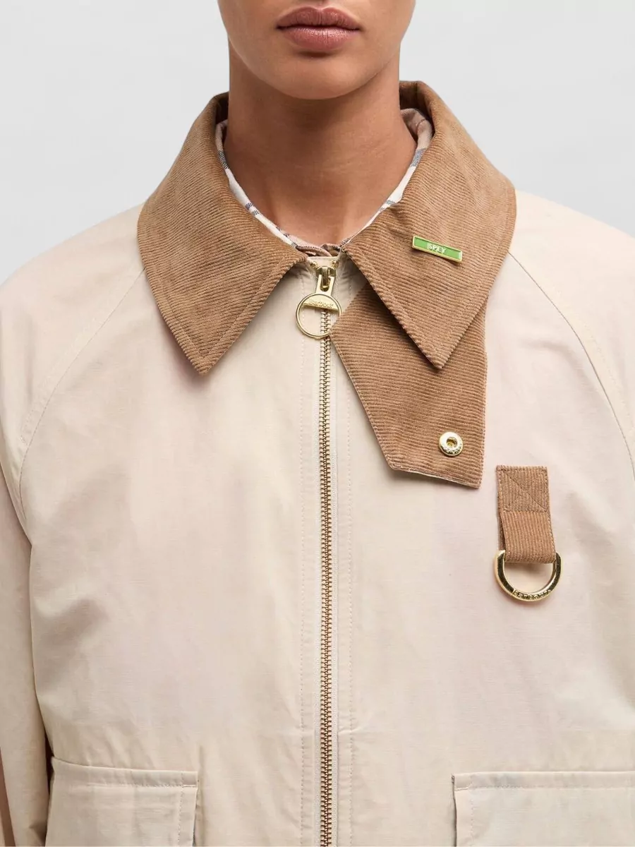 Barbour Corduroy Jacket Foldable Collar Gold Hardware