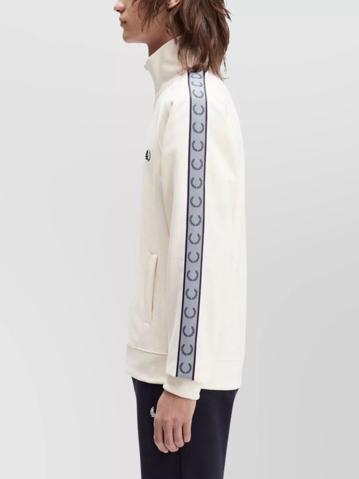 Fred Perry High Collar Jacket With Ribbed Cuffs And Hem