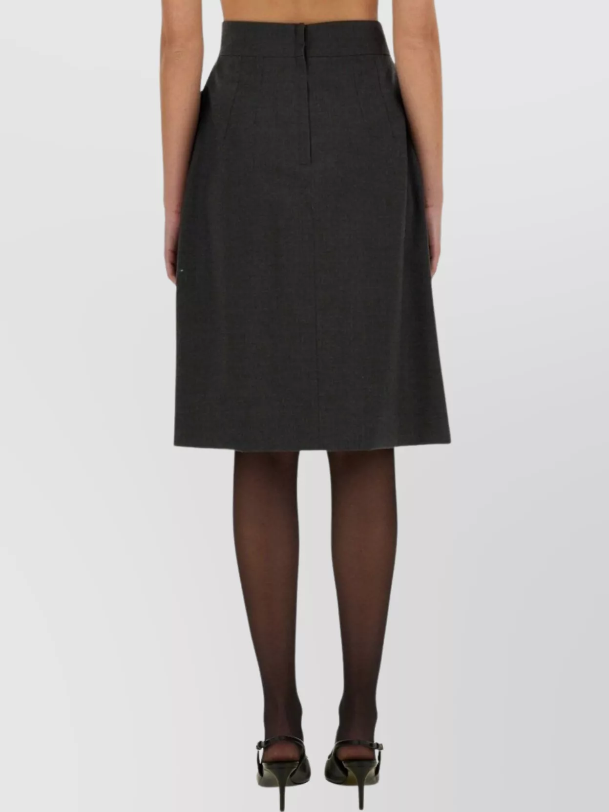 Dolce & Gabbana Woolen A-line Midi Skirt With Dg Buttons In Black