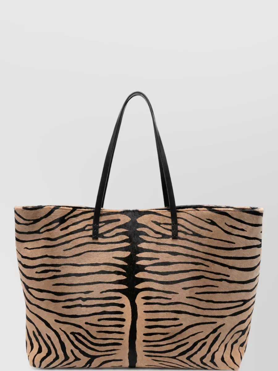 Fendi na calf hair tiger print beach bag