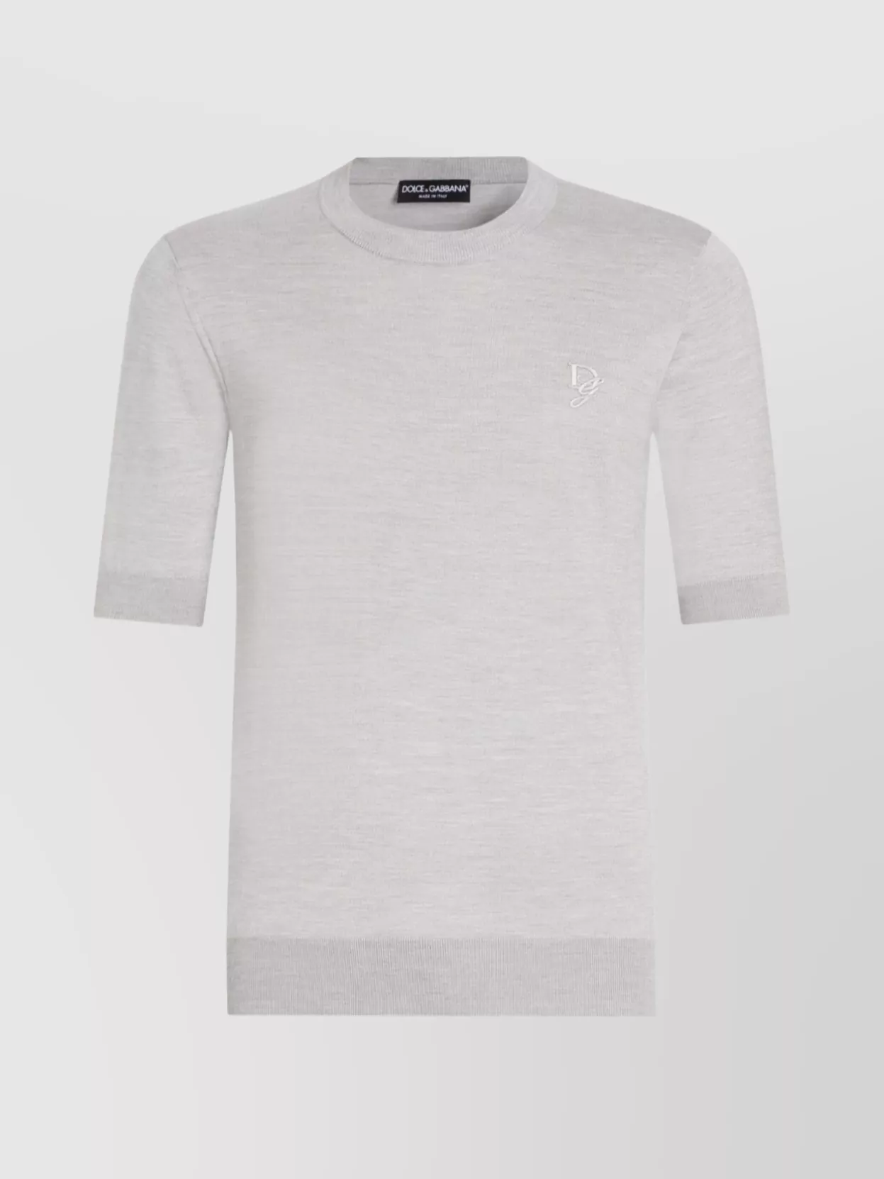 Dolce & Gabbana Ribbed Crewneck Short Sleeves Sweater In Gray