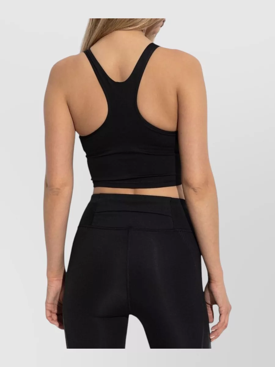 Adidas By Stella Mccartney Cropped Racerback Logo Sports Bra