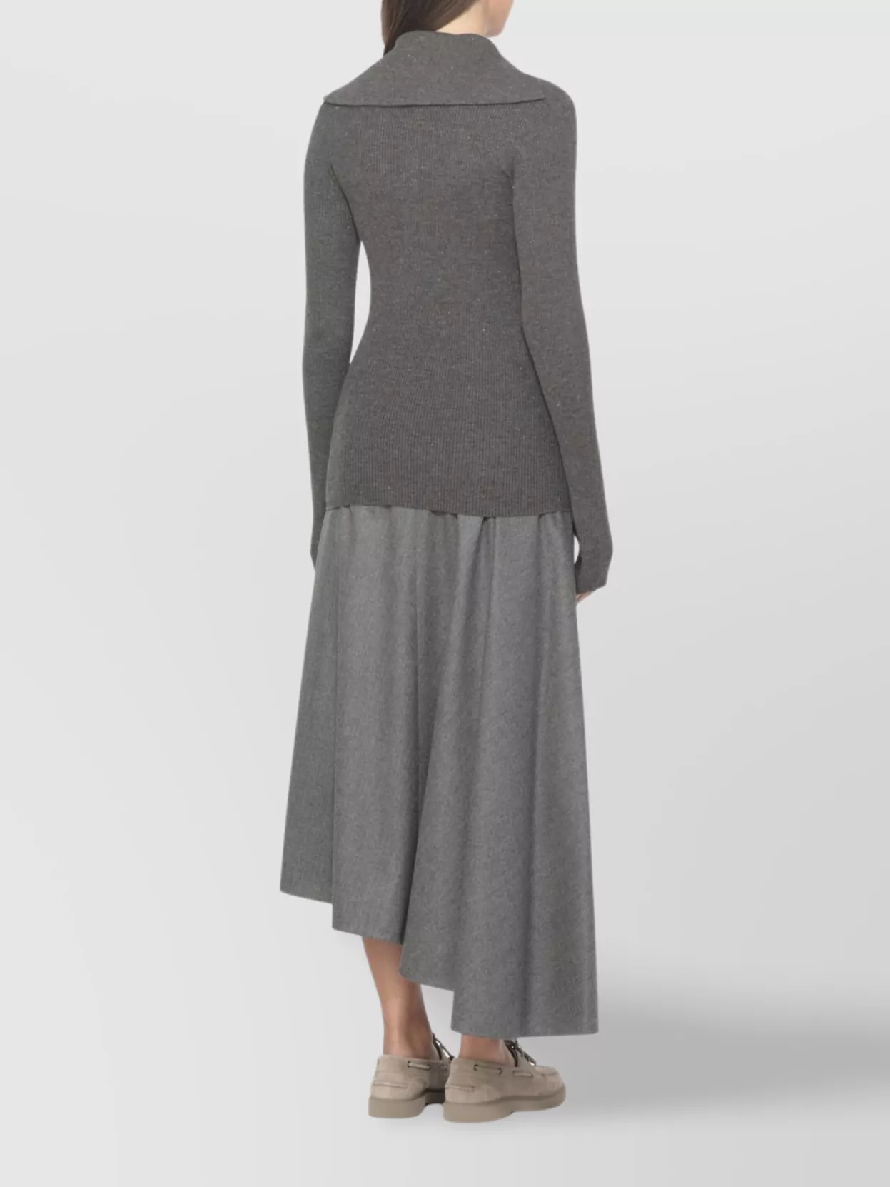 Brunello Cucinelli Ribbed Knit Cashmere Blend Sweater With Hood