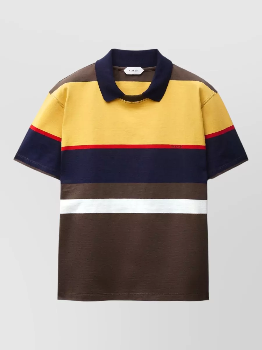 Versace striped cotton short-sleeve polo shirt