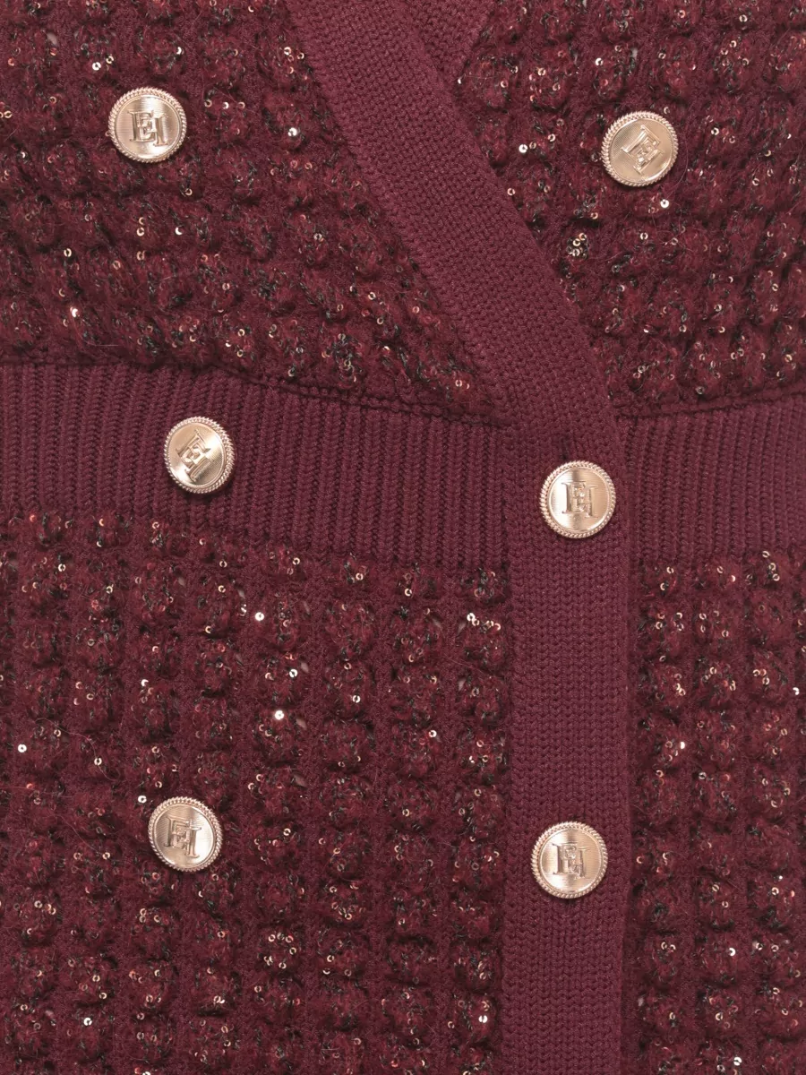 Elisabetta Franchi Sequin Knit Double Breasted Midi Dress