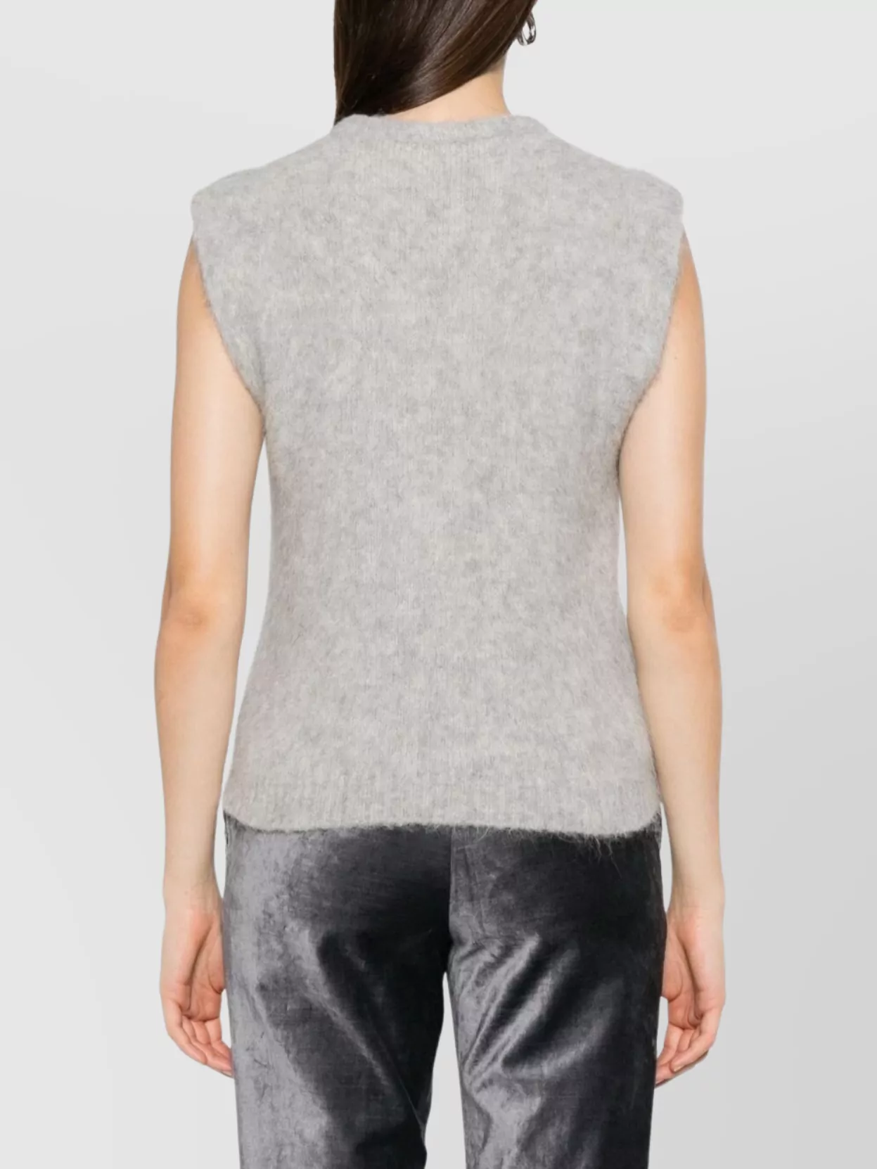 Forte Forte Cropped Sleeveless Top Ribbed Hem In Gray