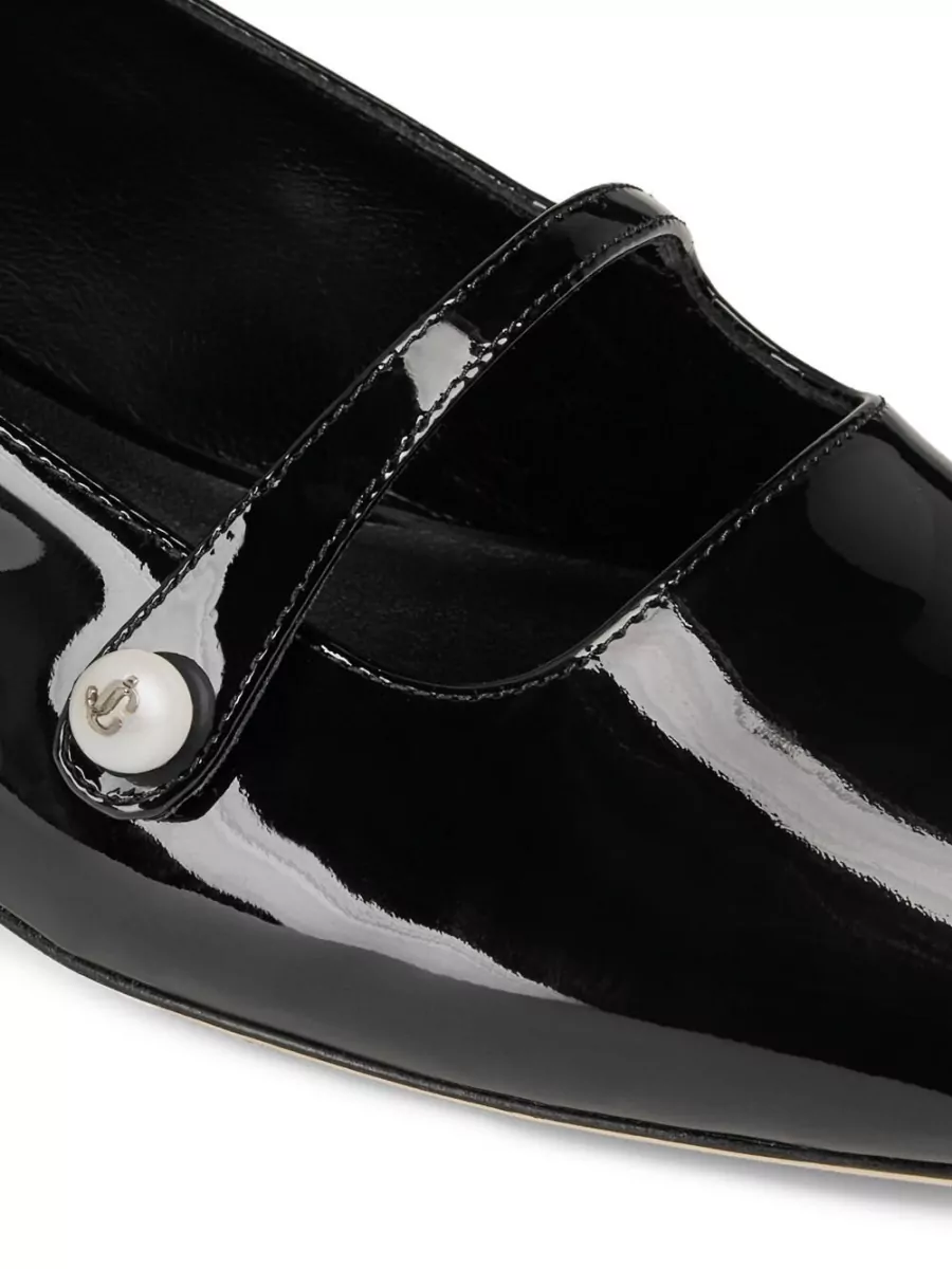 Jimmy Choo Patent Leather Block Heel Ballerina Shoes