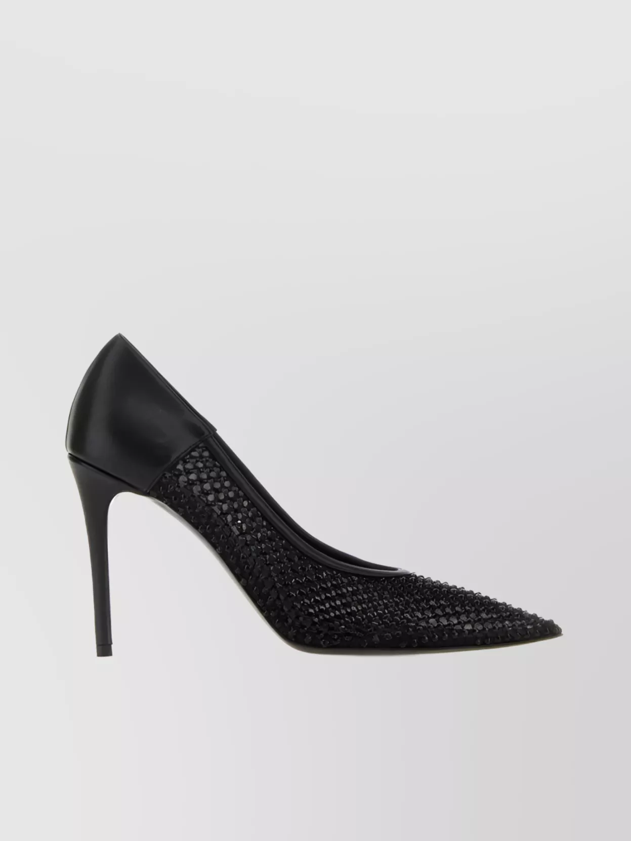 Shop Stella Mccartney Pointed Toe Pumps With Stiletto Heel And Mesh Panels In Black