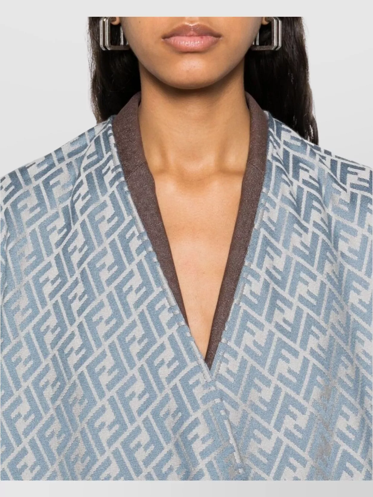 Fendi Wool And Silk Blend Poncho With All-Over Pattern