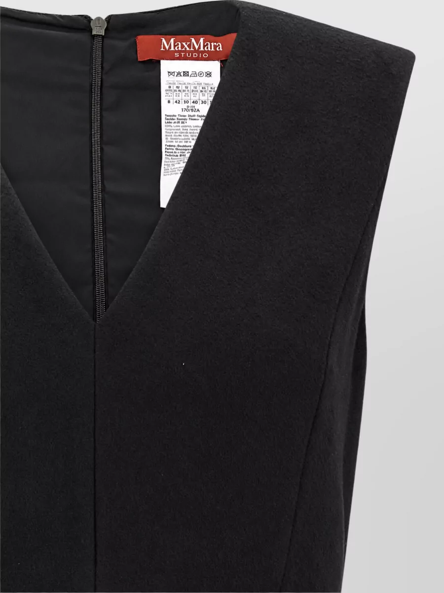 S Max Mara Wool V-Neck Sleeveless Midi Dress