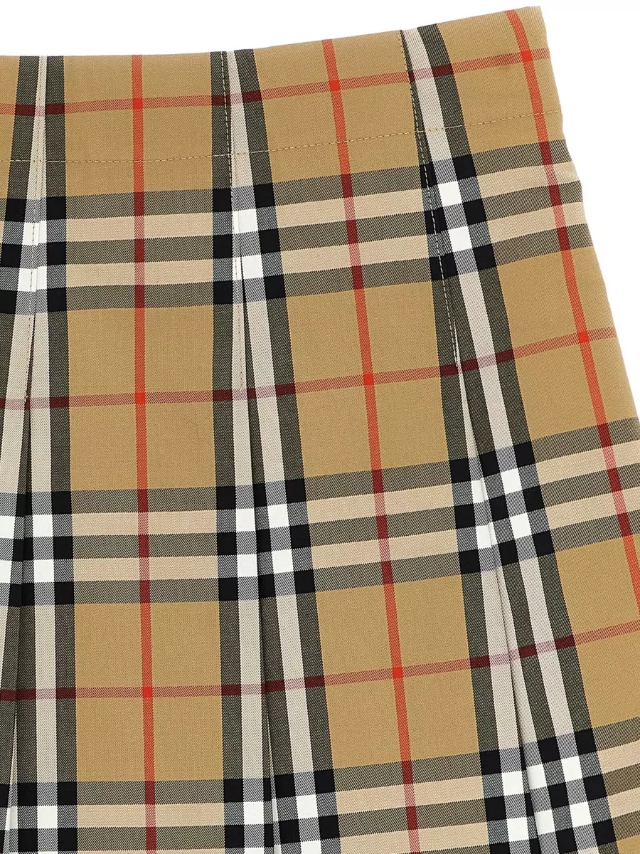 Burberry Checked Pleated Mini Skirt
