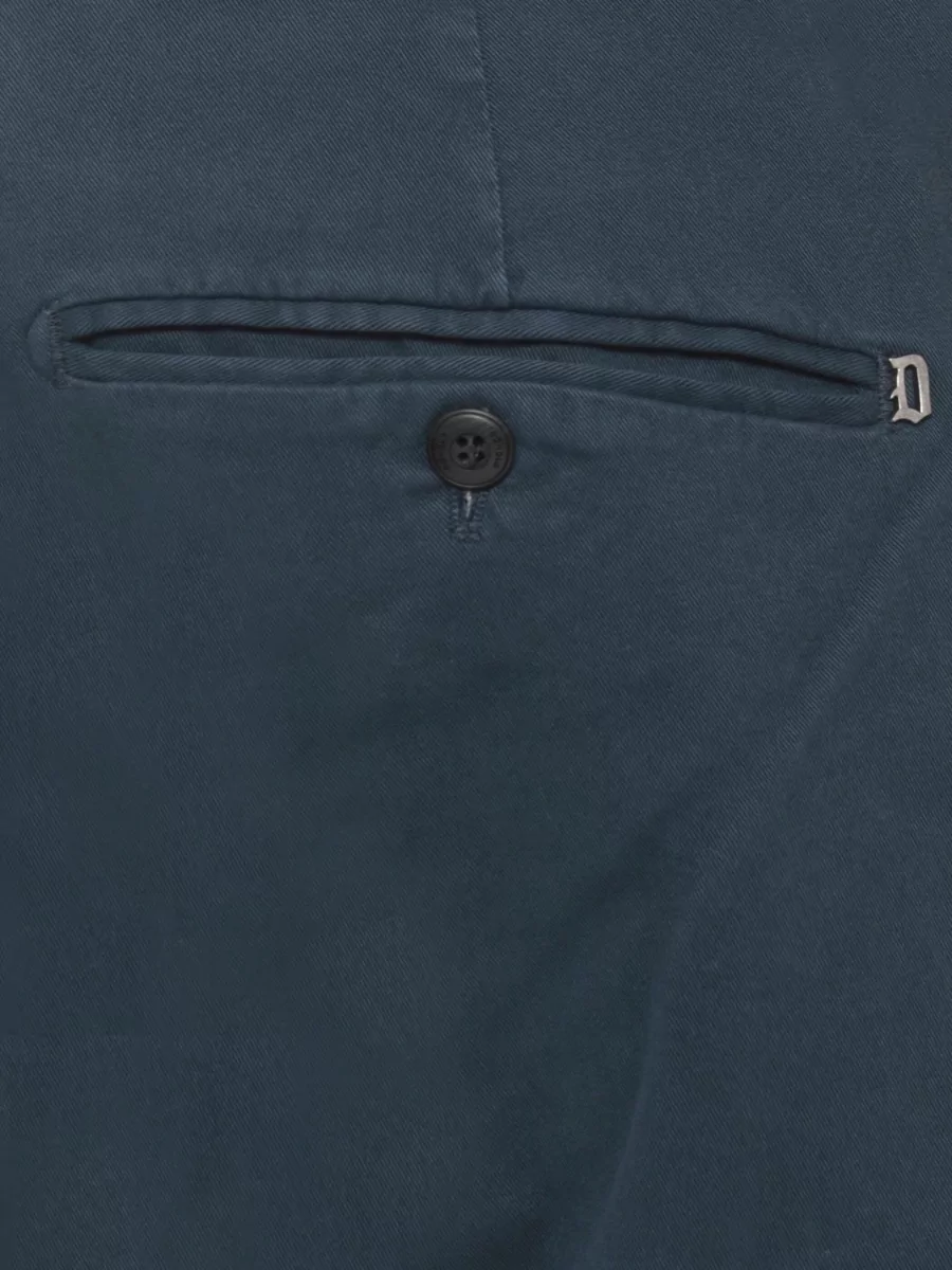 Dondup Straight Cotton Trousers Side And Back Pockets