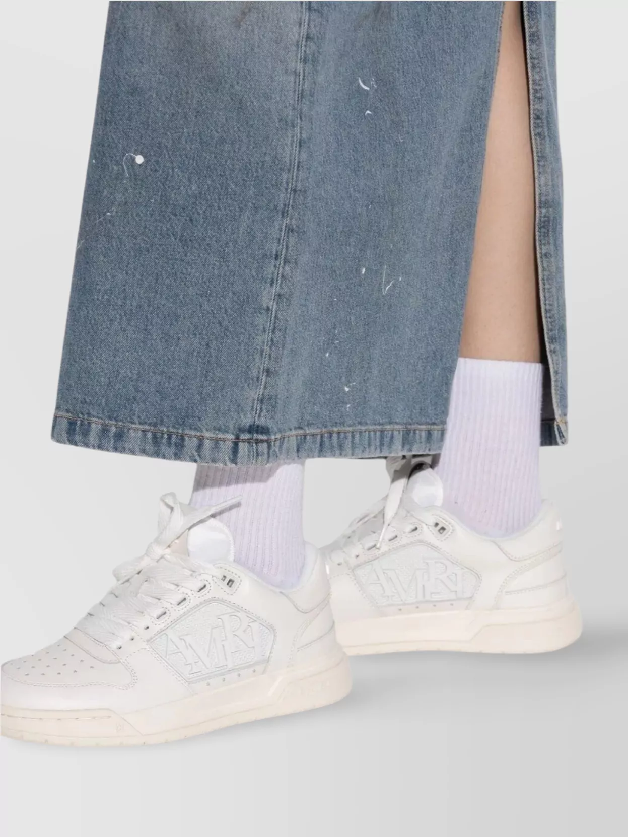 Amiri Low Top Sneakers Featuring Perforated Detailing In White