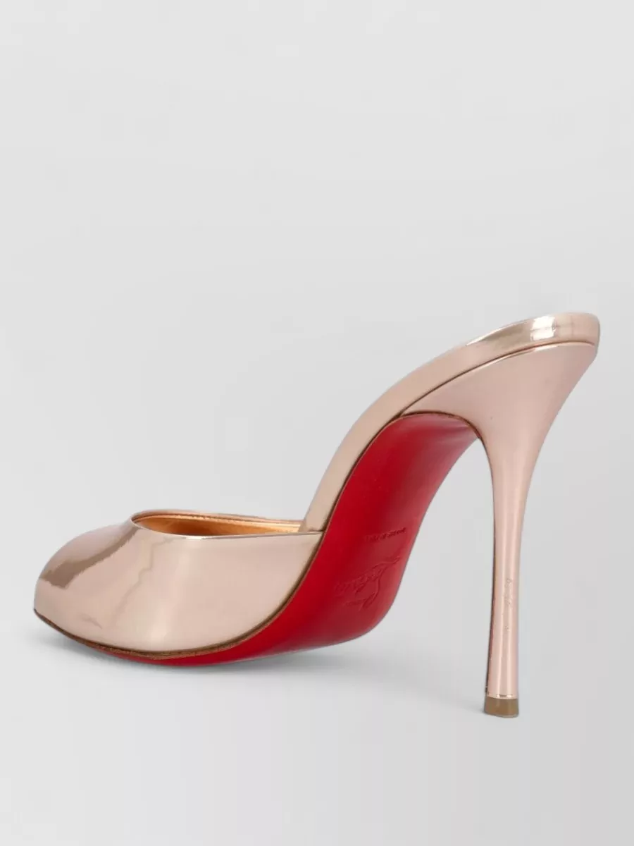 Christian Louboutin Leather Peep-Toe Stiletto-Heel Mules