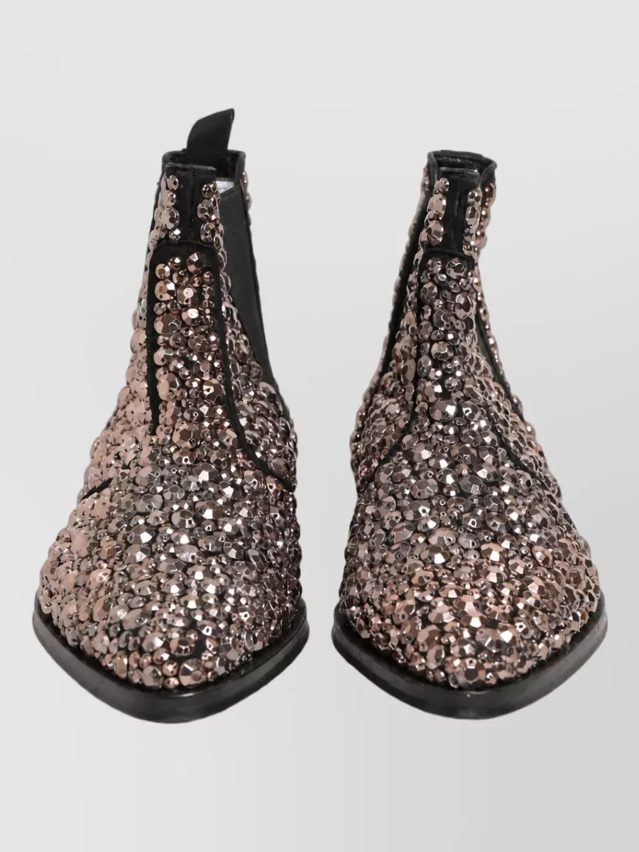 Dolce&Gabbana Leather Embellished Chelsea Ankle Boots