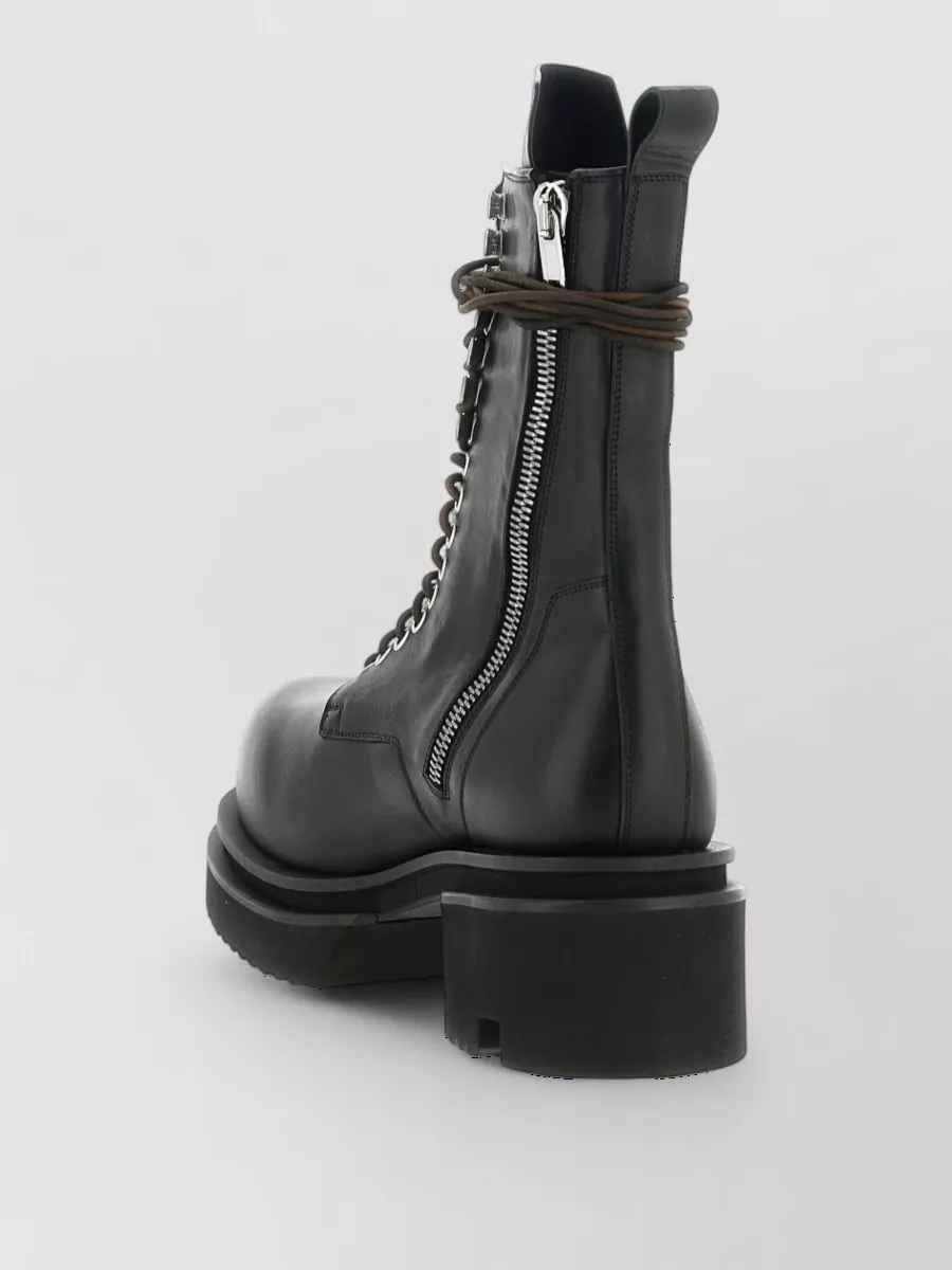Rick Owens Leather Lace Up Bogun Combat Boots