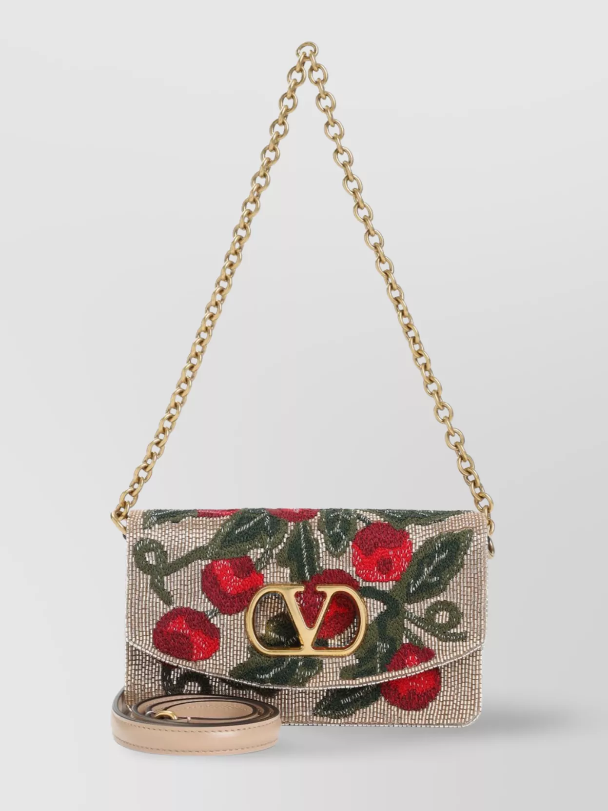Valentino Embellished Floral Chain Clutch Bag