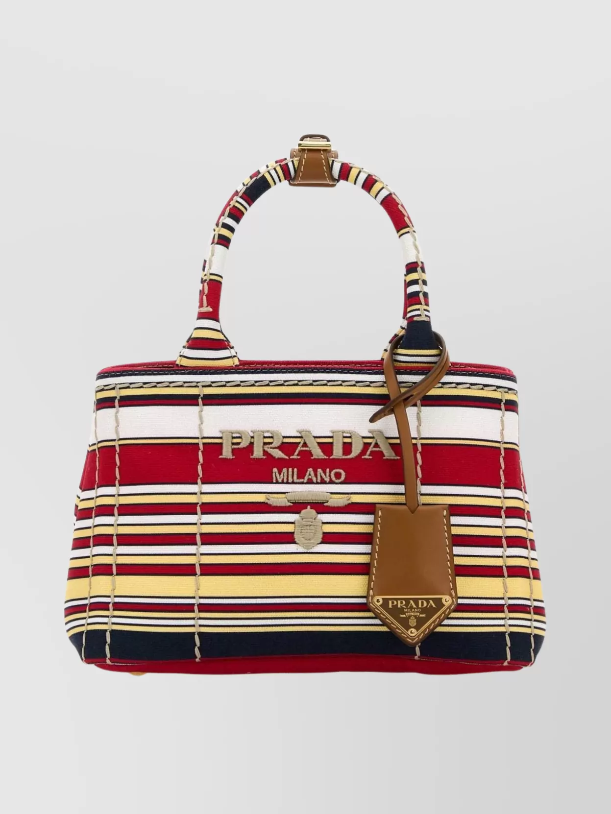 Prada Mini Handbag With Embroidered Design And Stripes In Animal Print