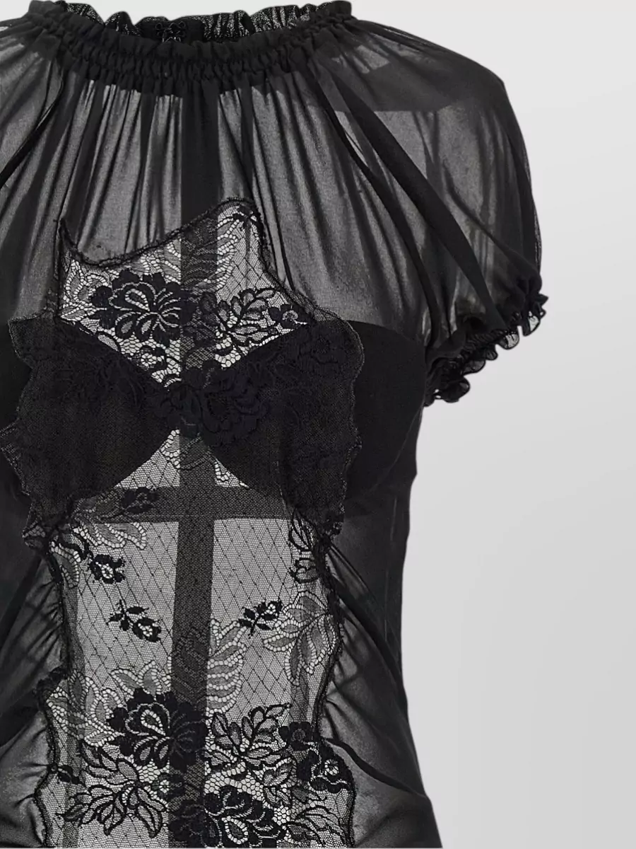 The Attico Lace Tulle Midi Dress