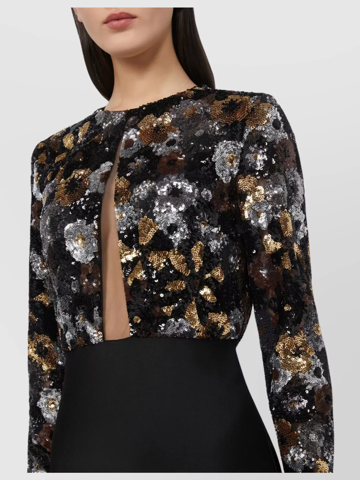 S Max Mara Geometric Tulle Insert Floor-Length Dress