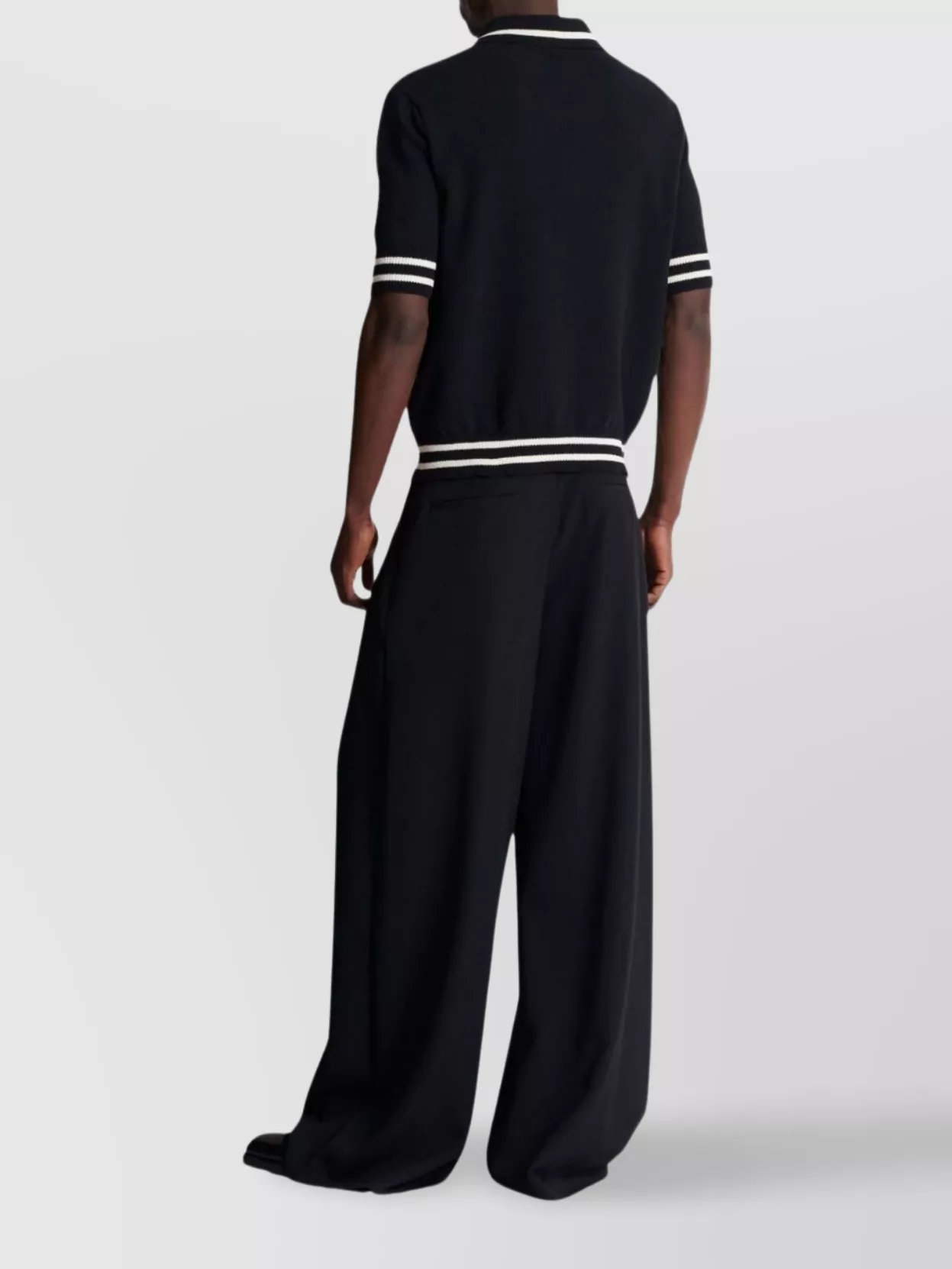 Balmain Striped Collar Short Sleeve Polo Shirt