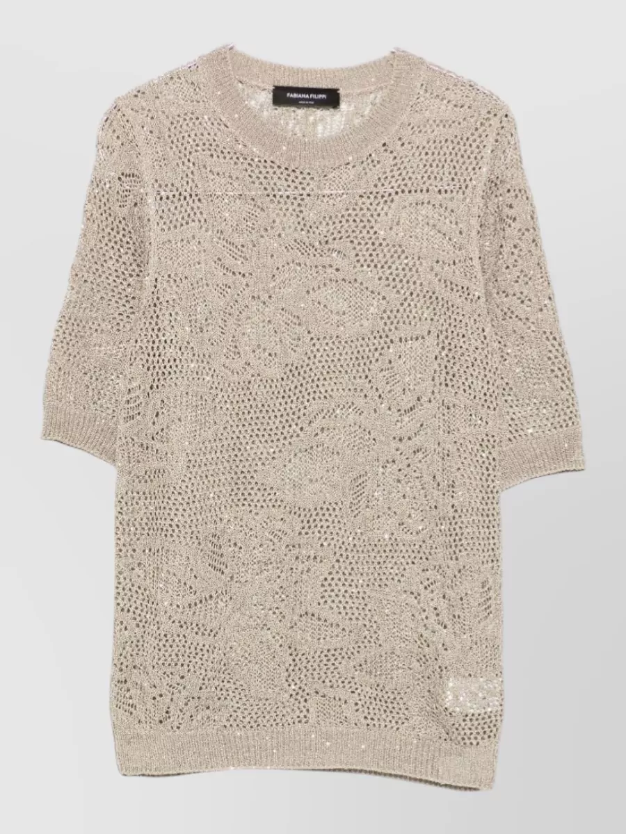 Fabiana Filippi Openwork Short-Sleeve Blouse