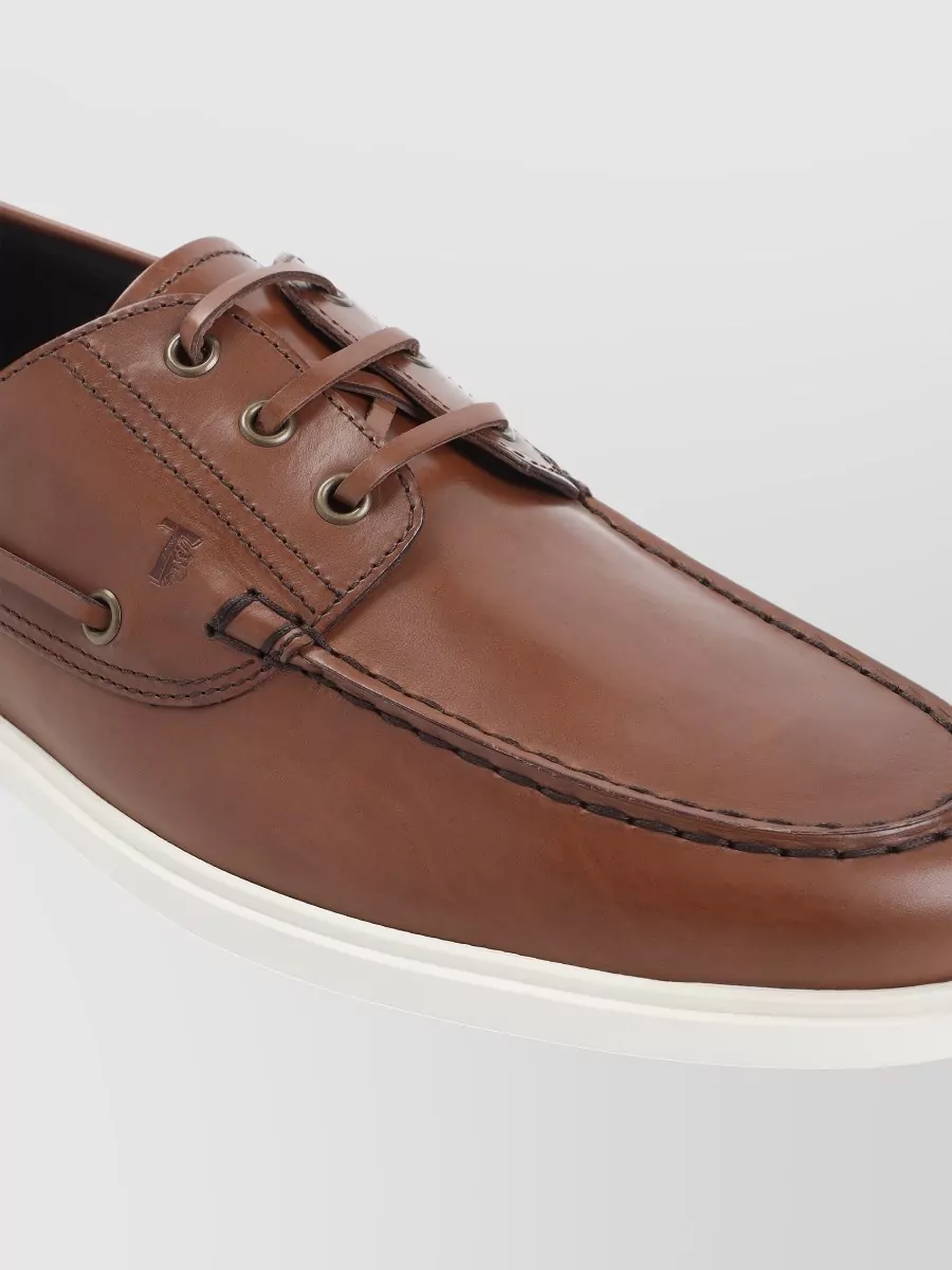 Tod's Boat Loafer Contrast Sole Metal Eyelets