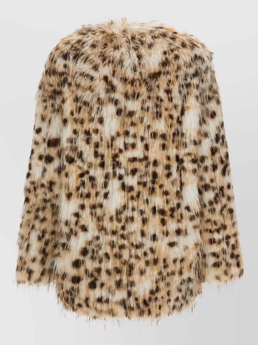 Loulou Studio Faux Fur Animal-Print Collarless Coat