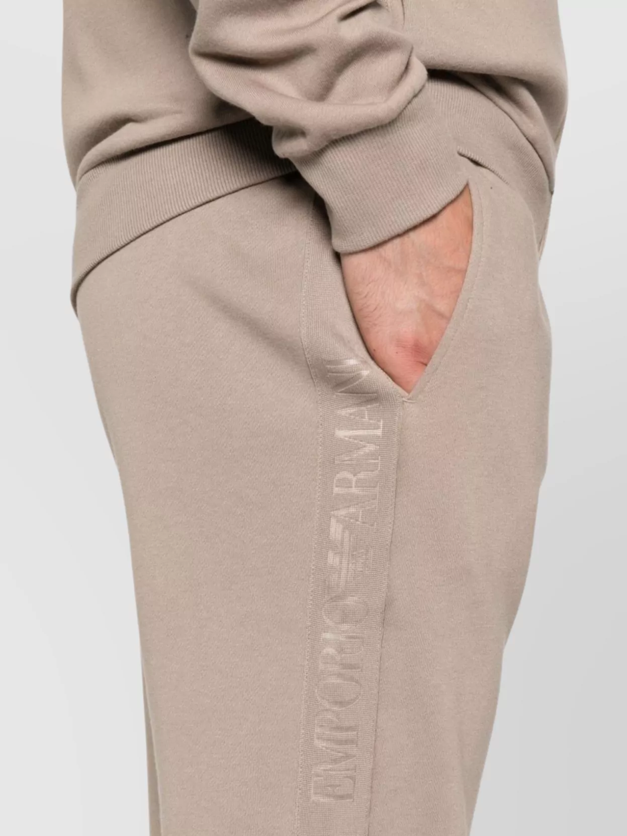Emporio Armani Ribbed Cuffs Cotton Blend Tracksuit With Side Pockets