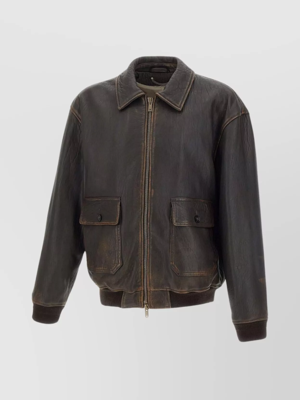 Shop Golden Goose "louis Aviator" Leather Jacket