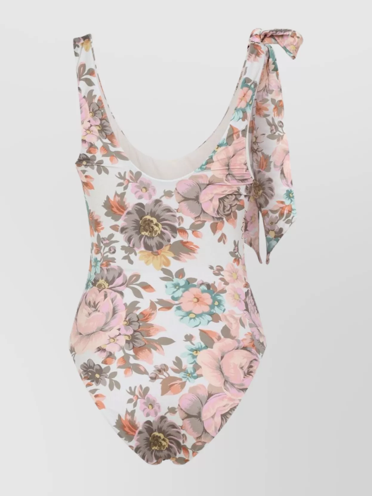 Chloé One-shoulder Floral Print Swimsuit With Bow Detail In Multi
